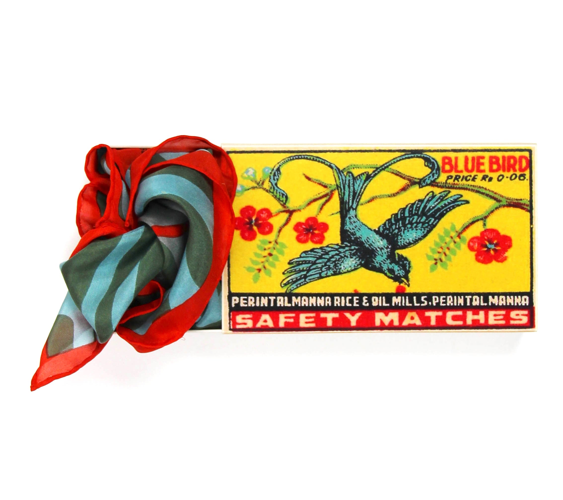 Les Belles Vagabondes Silk Scarf Mini Luna Park Kaki Gift Box