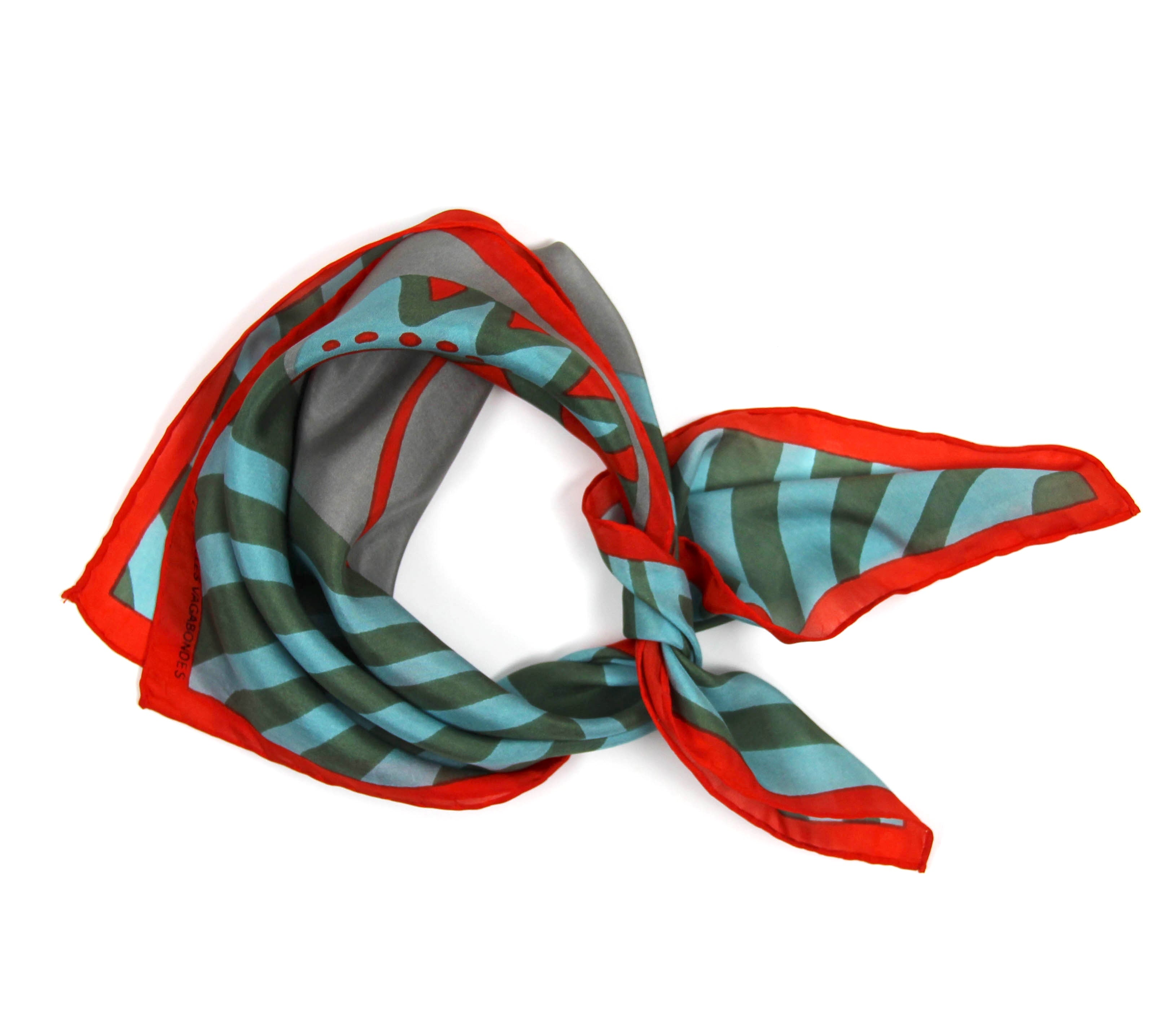 Les Belles Vagabondes Silk Scarf Mini Luna Park Kaki Knot