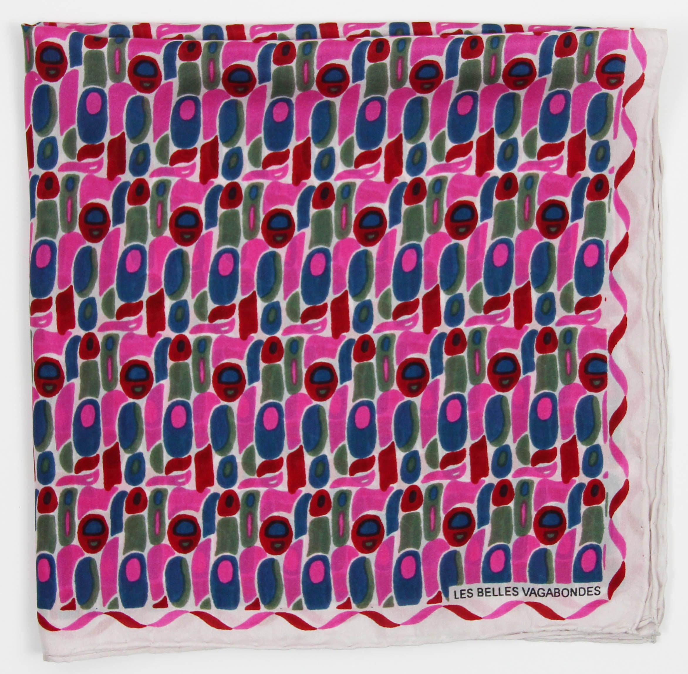 Les Belles Vagabondes Silk Scarf Mini Percussion Fuchsia Fold