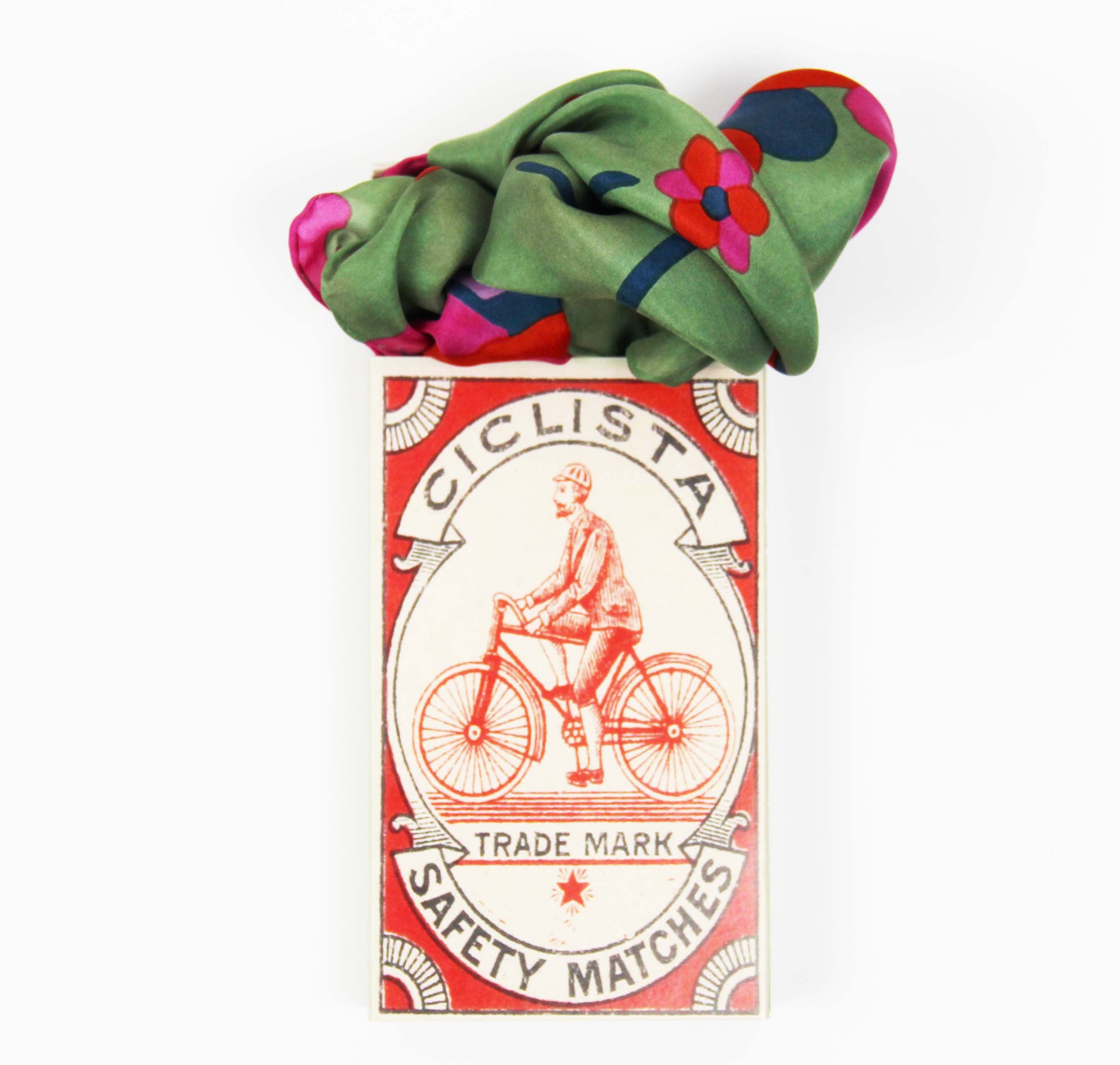 Les Belles Vagabondes Silk Scarves Mini Sakura Green Gift Box