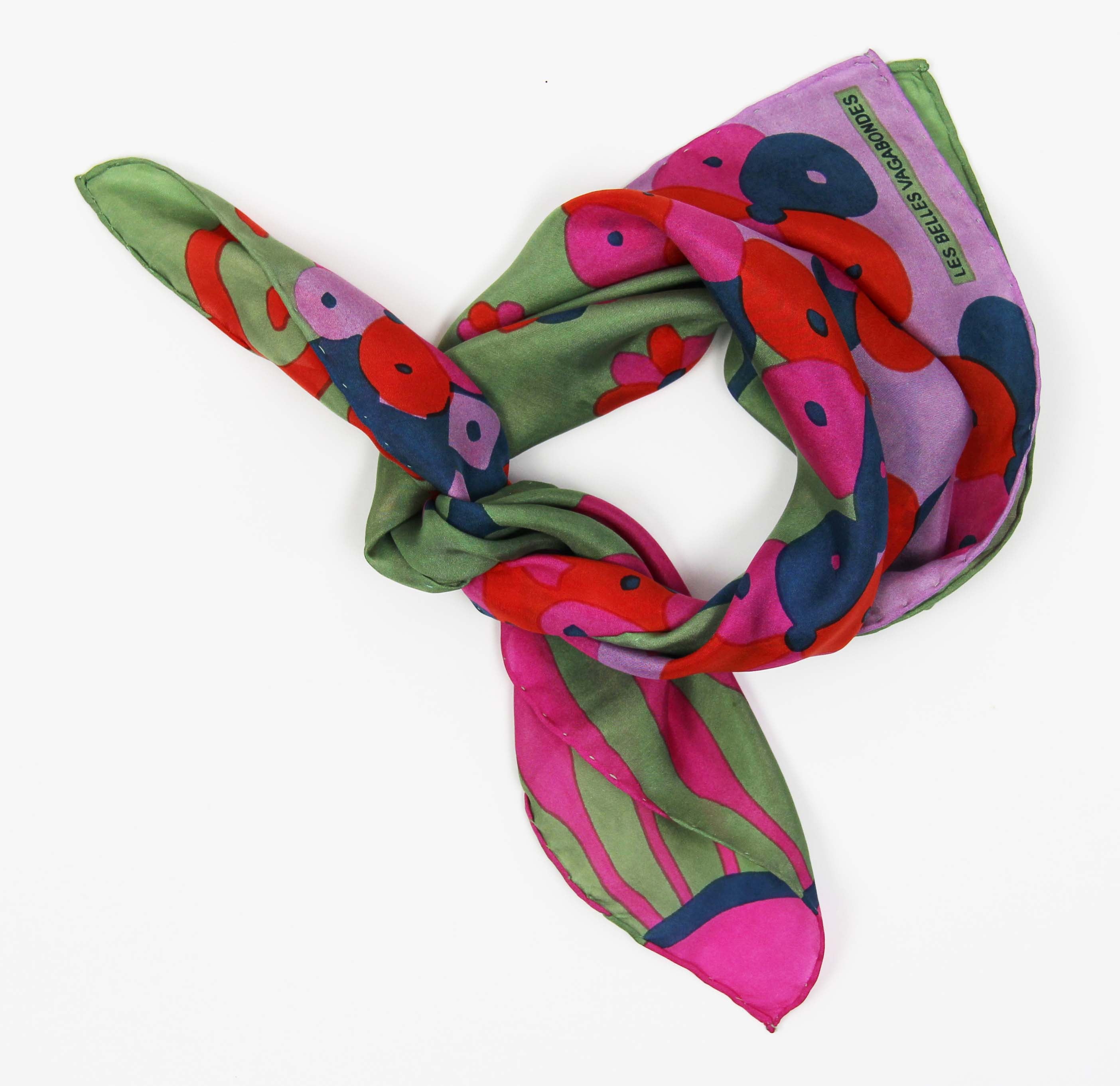 Les Belles Vagabondes Silk Scarves Mini Sakura Green Knot
