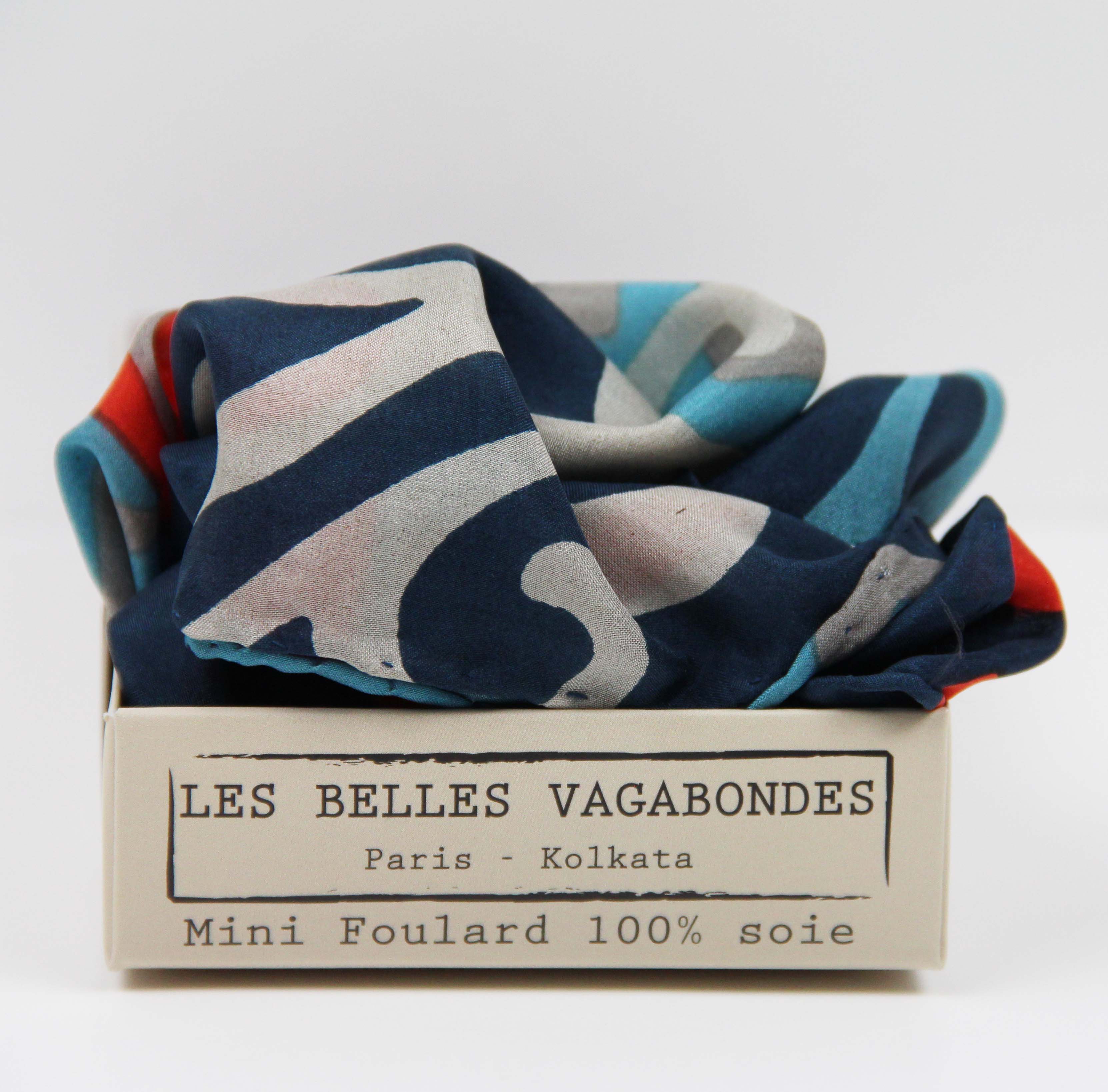 Les Belles Vagabondes Silk Scarves Mini Sakura Marine Box