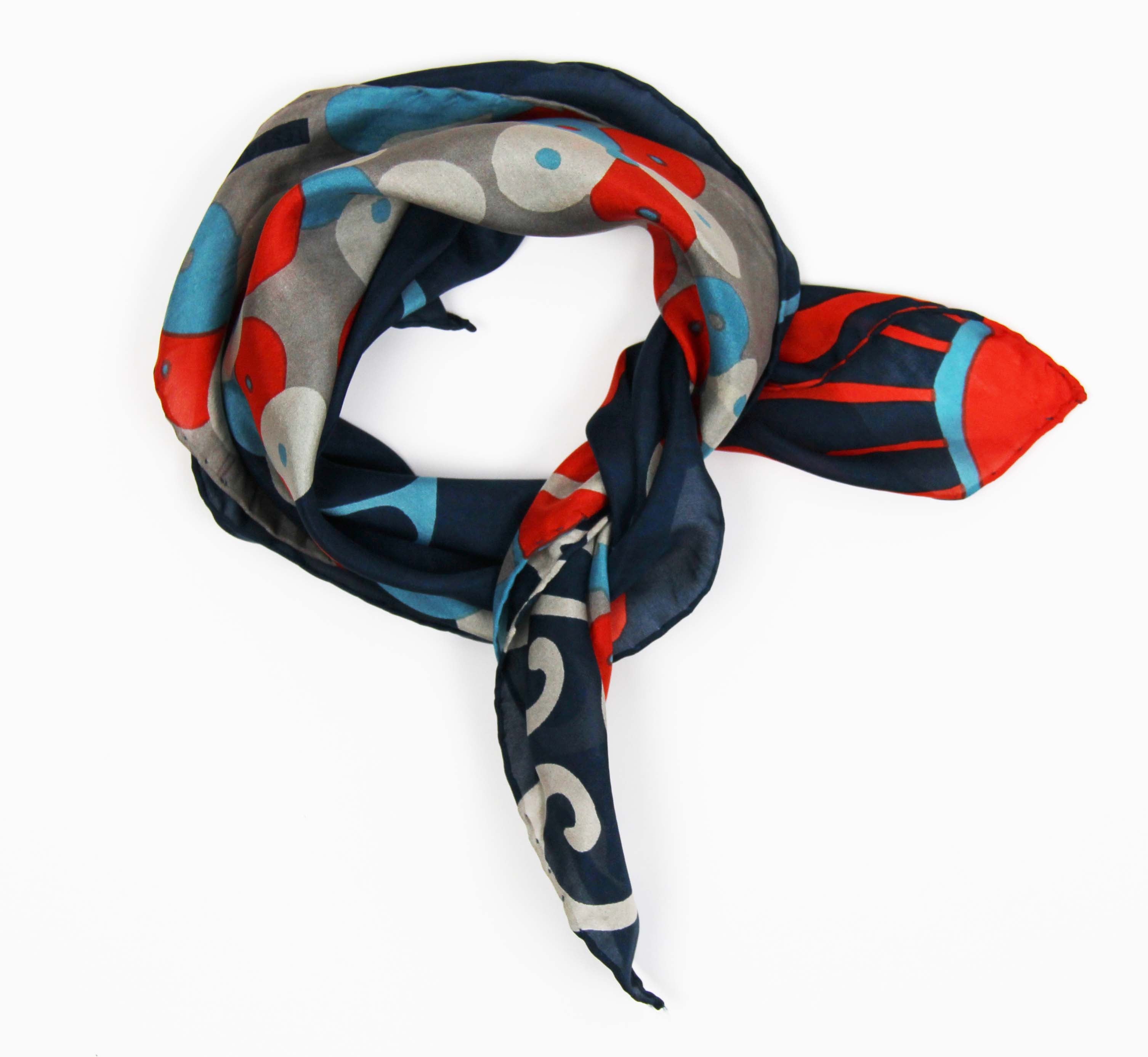 Les Belles Vagabondes Silk Scarves Mini Sakura Marine Knot