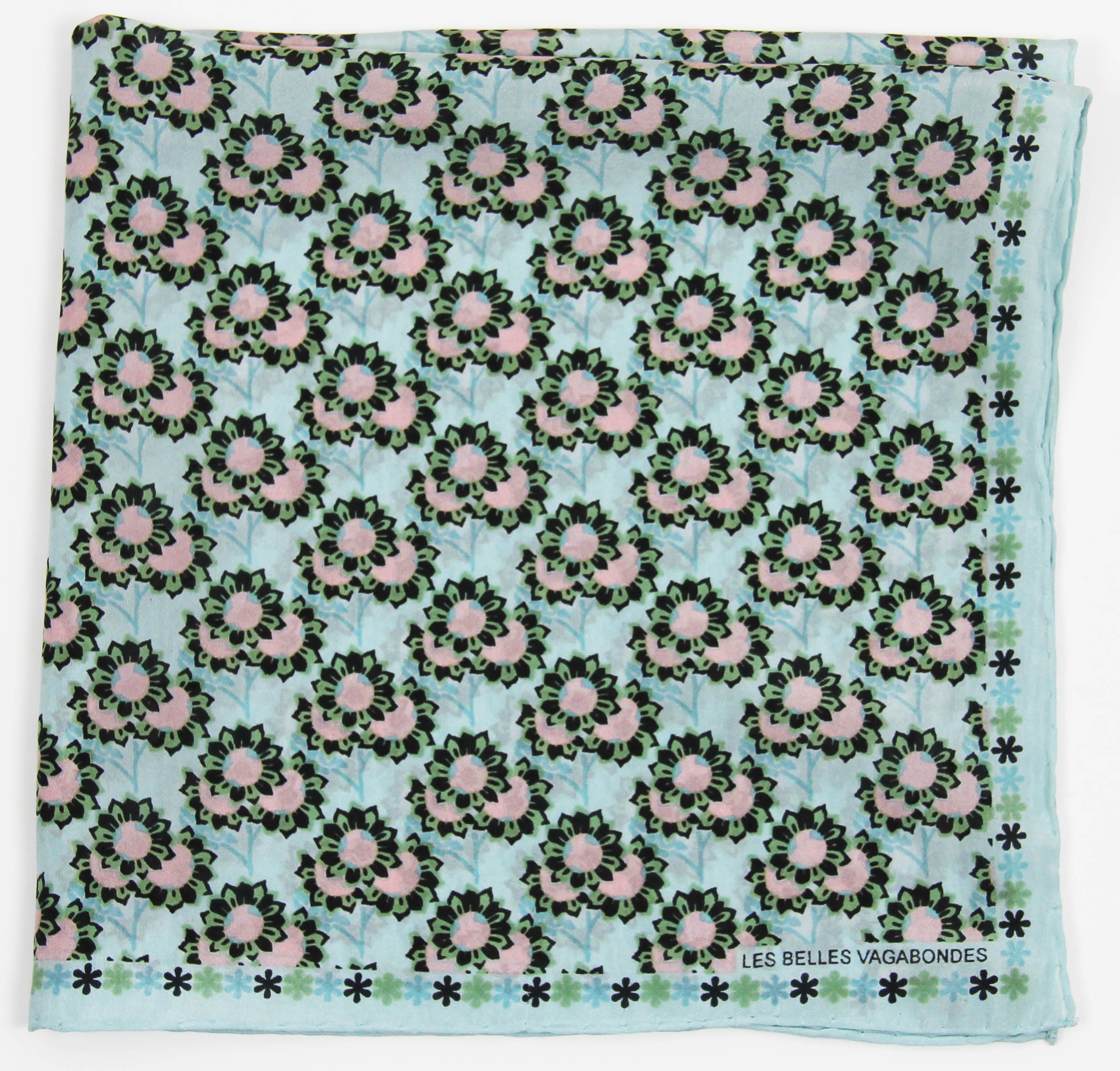 Les Belles Vagabondes Silk Scarf Tournesol Black Fold Up