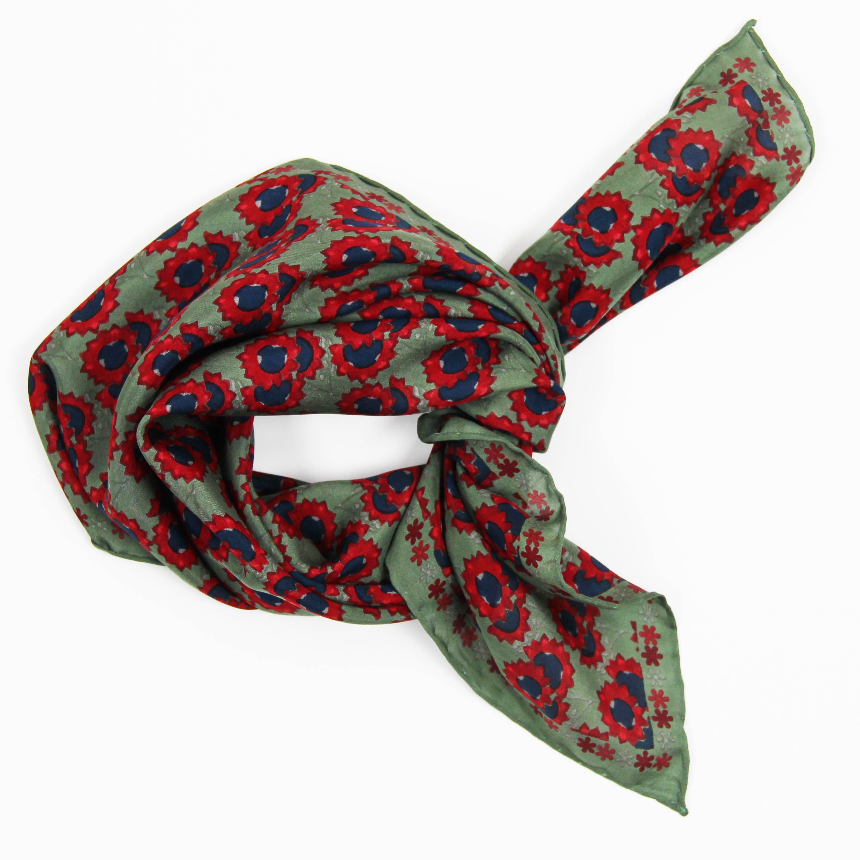 Les Belles Vagabondes Silk Scarf Tournesol Kaki Knot