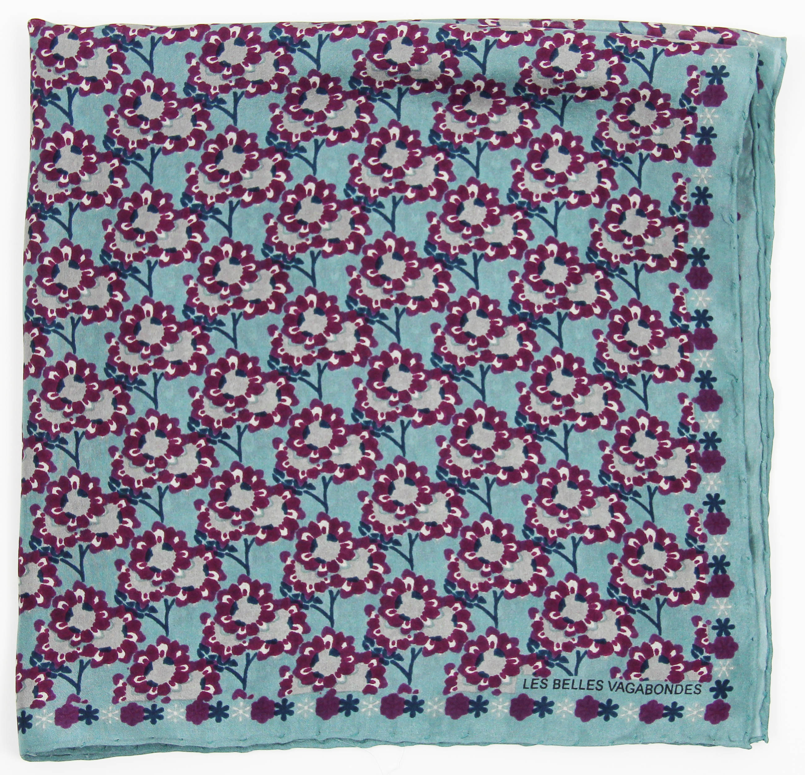Les Belles Vagabondes Silk Scarf Tournesol Plum Folded