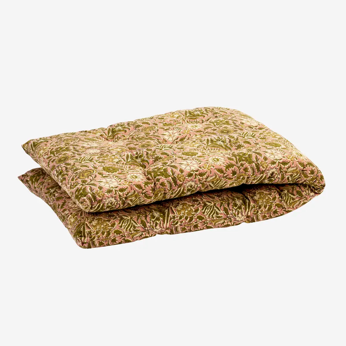 Madam Stoltz bench cushion rose olive flower print