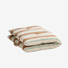 striped mattress cushion brown, white, light blue, grey
