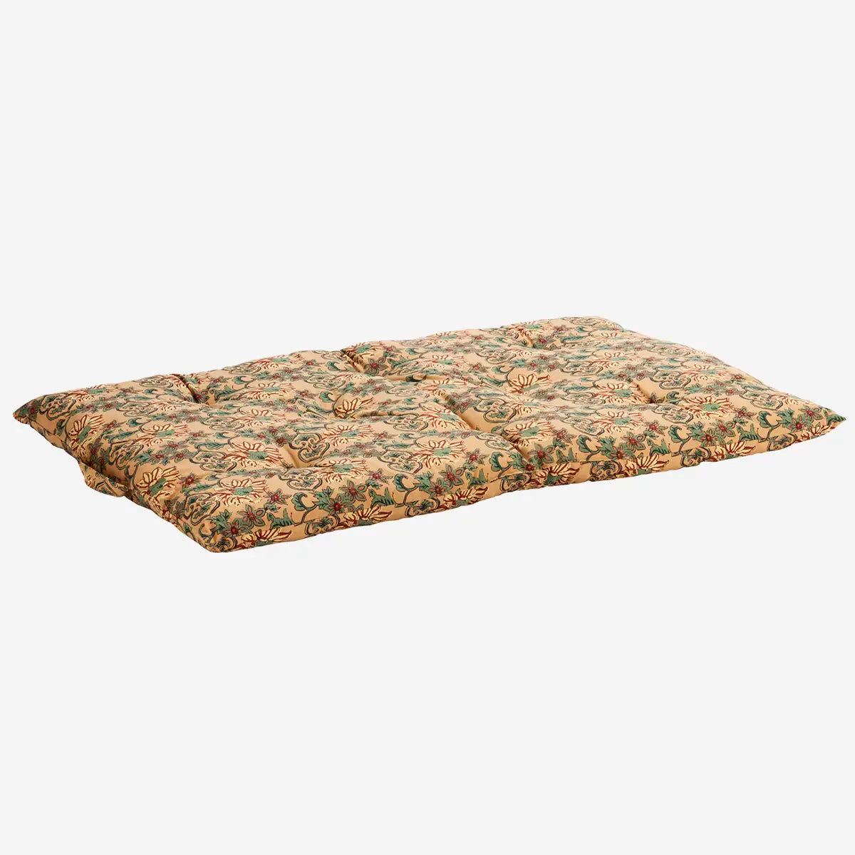 Cotton Mattress Cushion 60x100 cm - Peach Floral Print