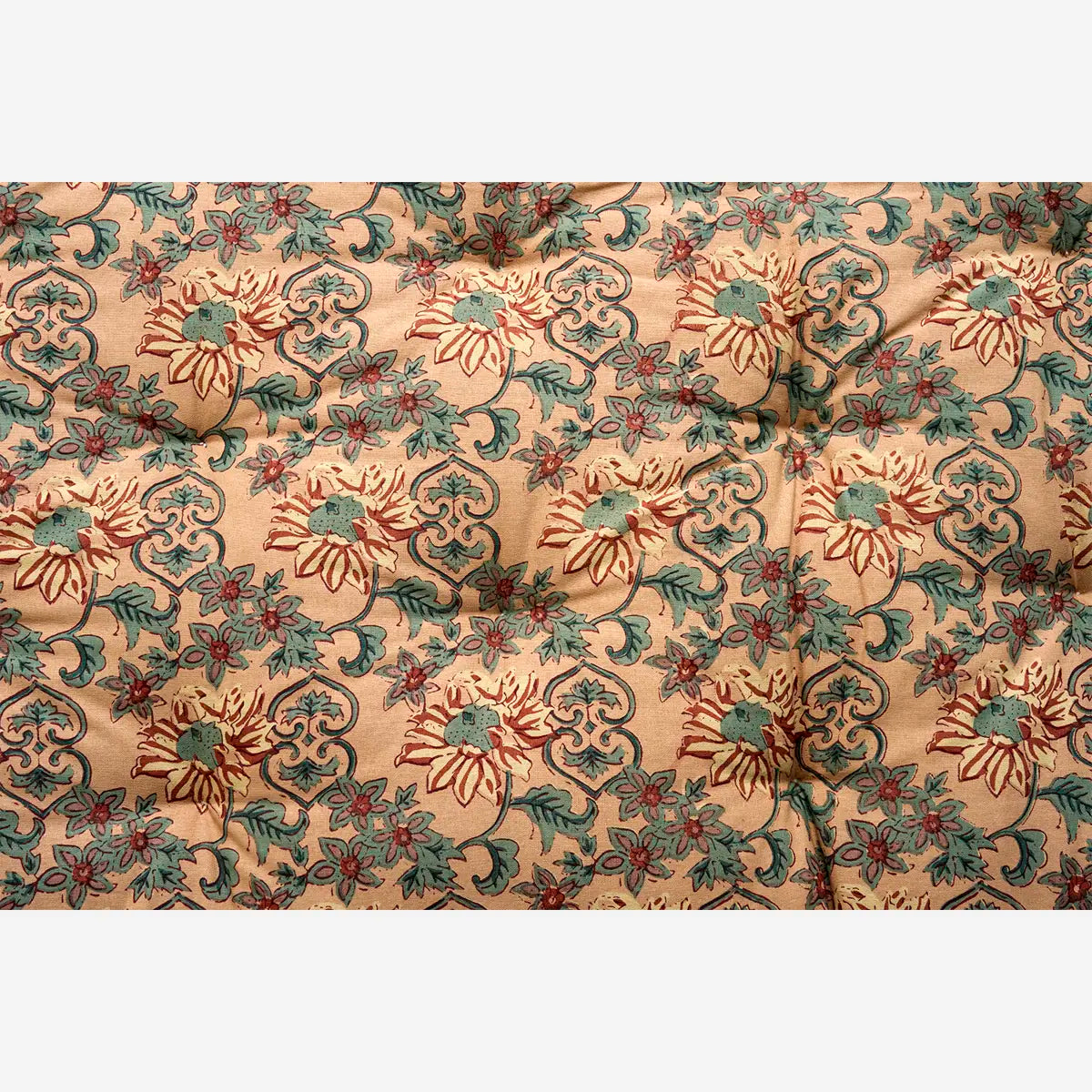 Cotton Mattress Cushion 60x100 cm - Peach Floral Print