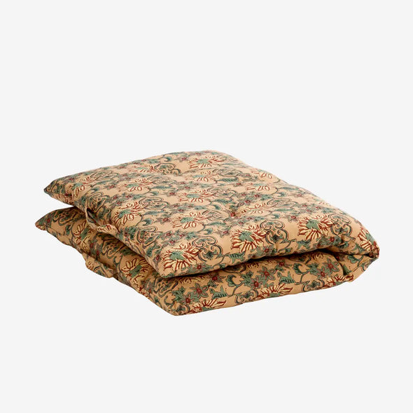 Cotton Mattress Cushion 60x100 cm - Peach Floral Print