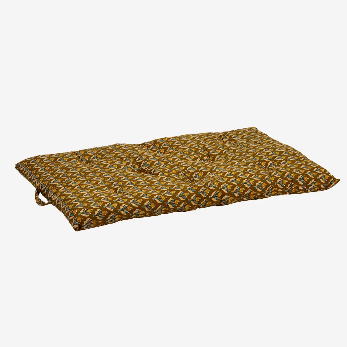 Madam Stoltz mattress cushion olive flower print 