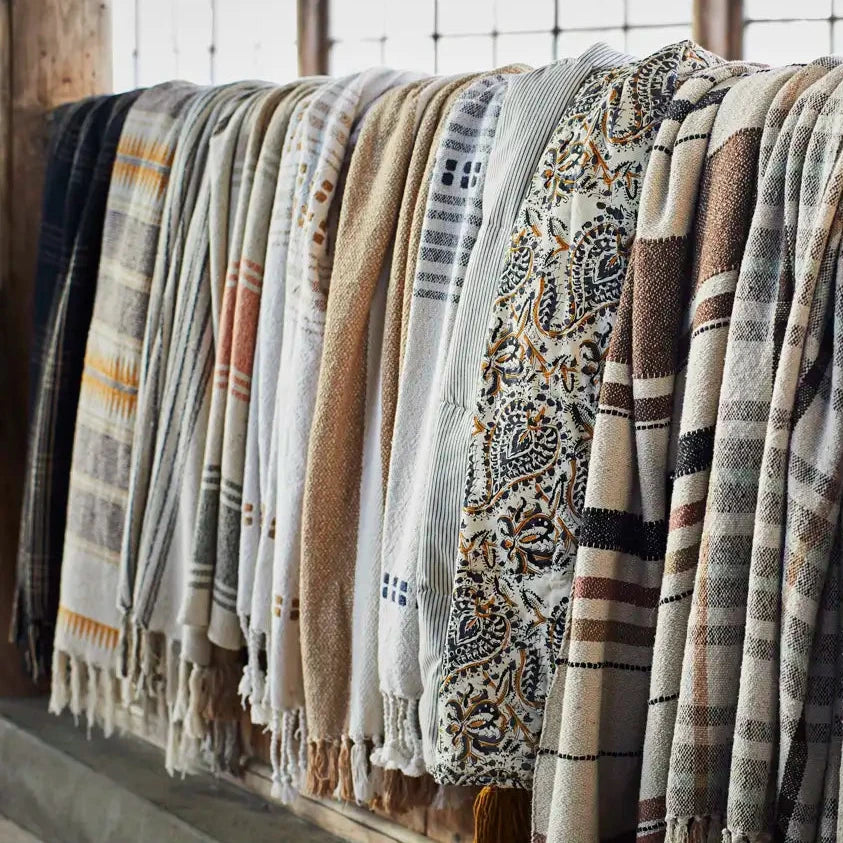 Plaid aus 100 % recycelter Baumwolle - Ecru, Braun & Honigfarben