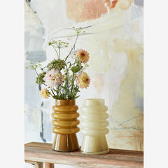 Madam Stoltz glass vase rings light yellow