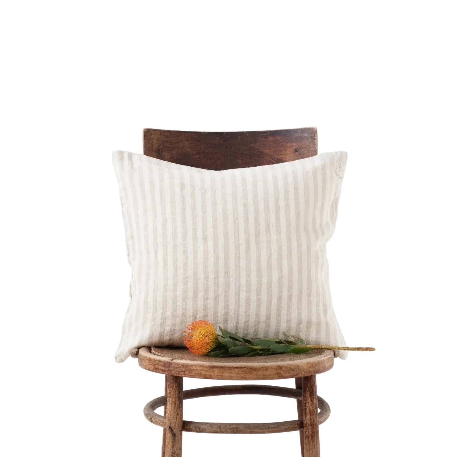 Lines Tales linnen cushion cover 50x50 cm natural white stripes