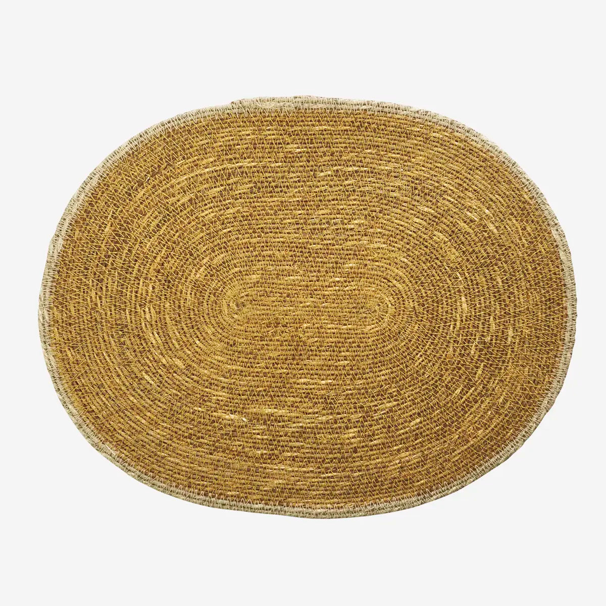 oval seagrass placemat mustard yellow