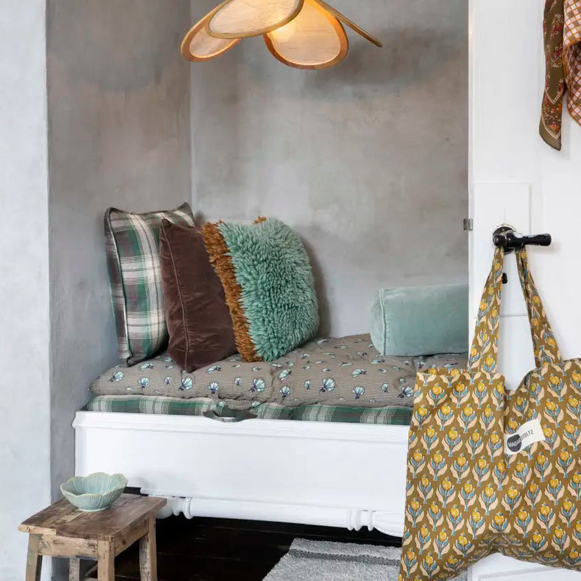 Printed Cotton Mattress Grey Madam Stoltz Styled