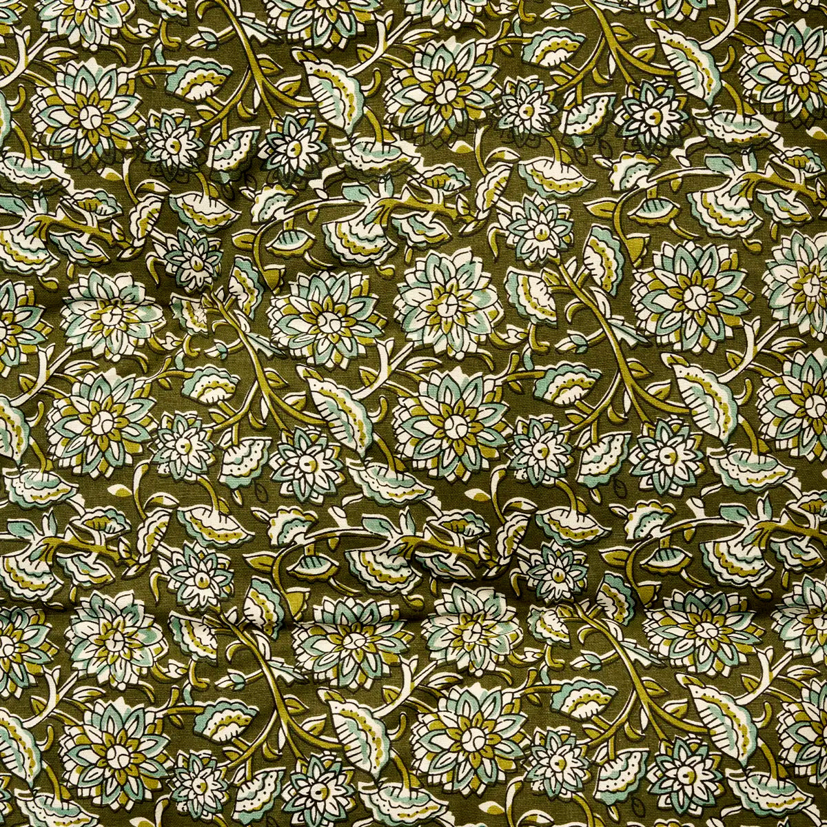 Printed Cotton Mattress Seagrass Green Madam Stoltz Close Up