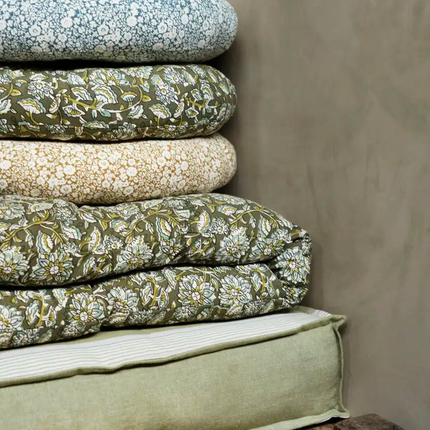 Printed Cotton Mattress Seagrass Green Madam Stoltz Stack