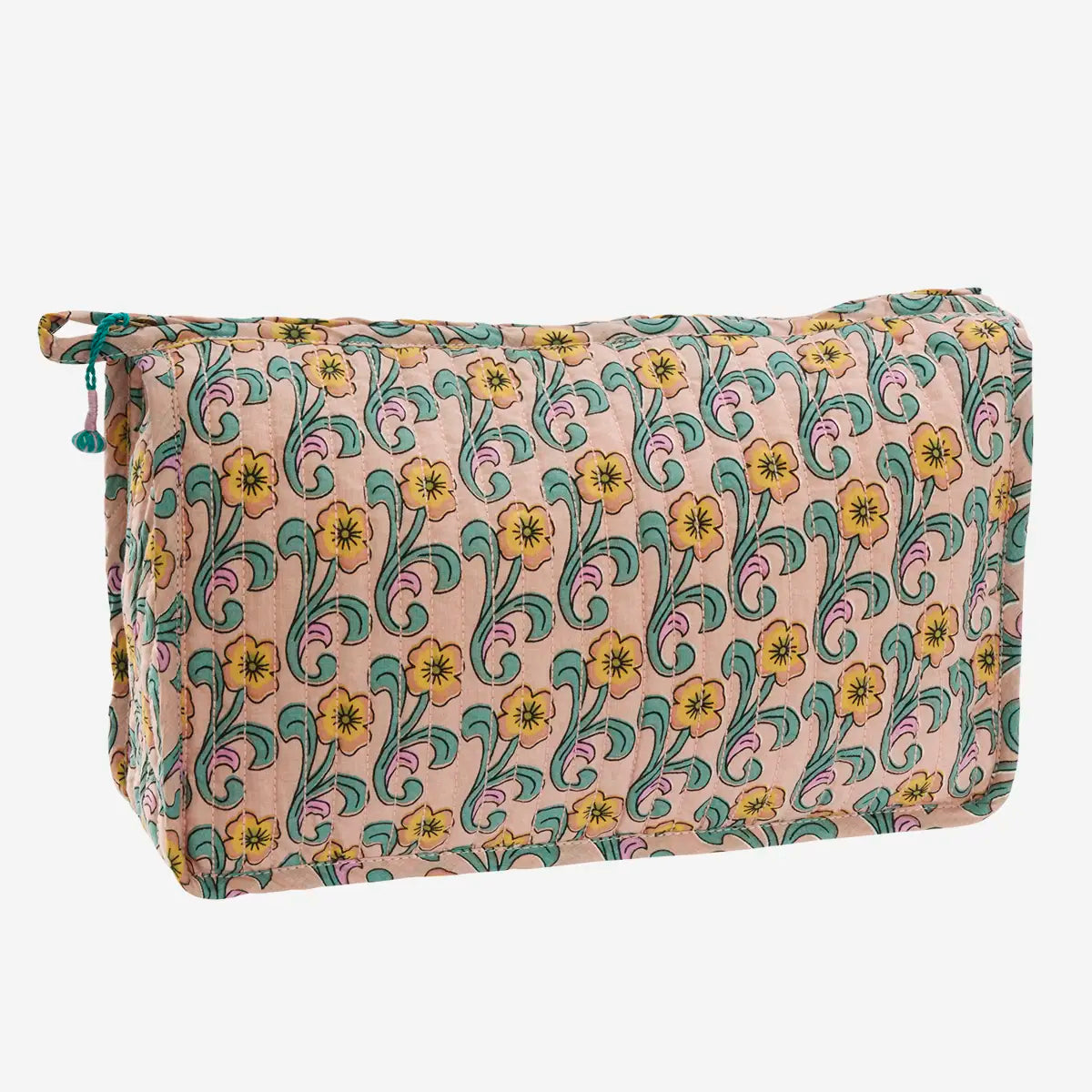 Quilted Cotton Washbag Peach Green Madam Stoltz