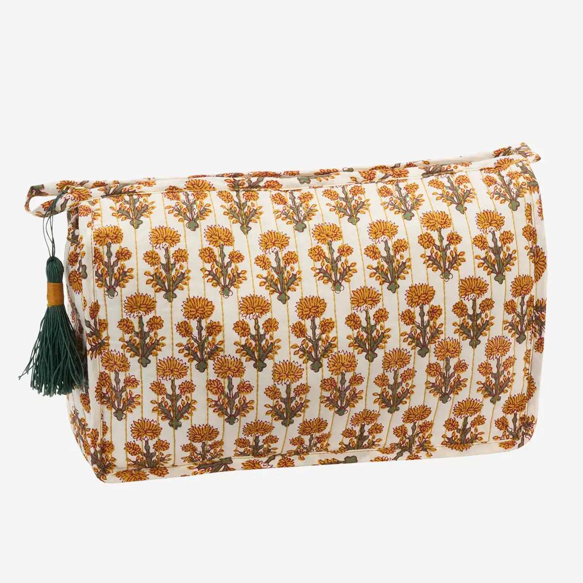 Quilted Cotton Washbag Yellow Green Madam Stoltz
