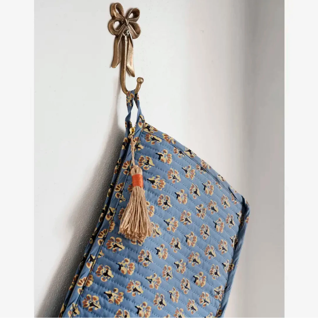 quilted cotton washbag Madam Stoltz blue