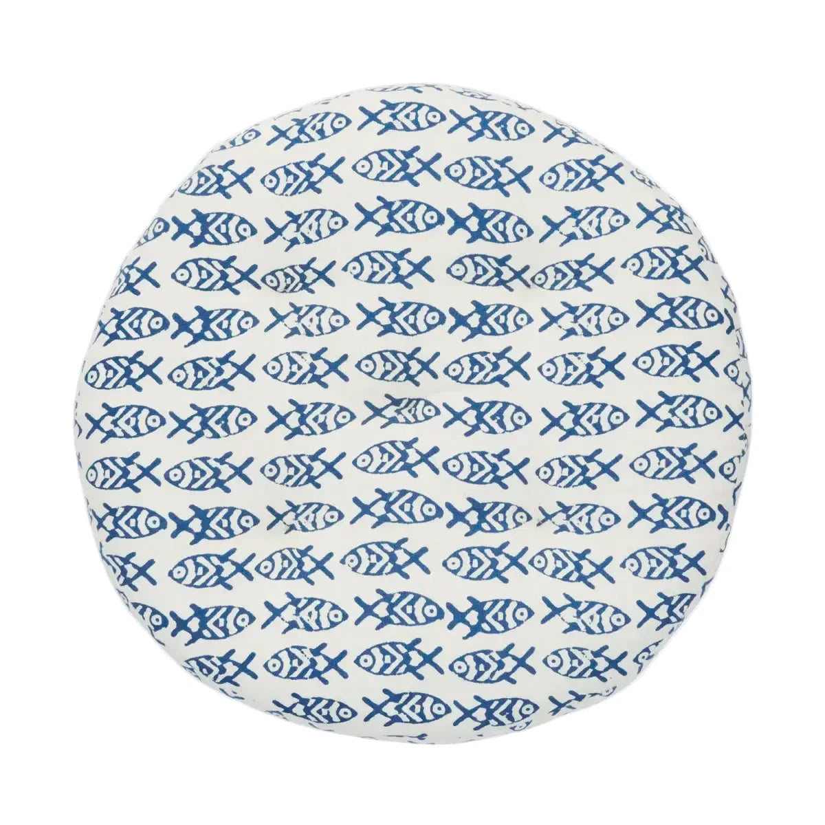 round chair pad Madam Stoltz blue fish