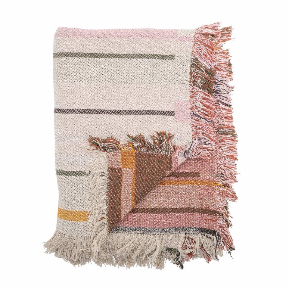Plaid-Decke in Rosa, Braun und Beige