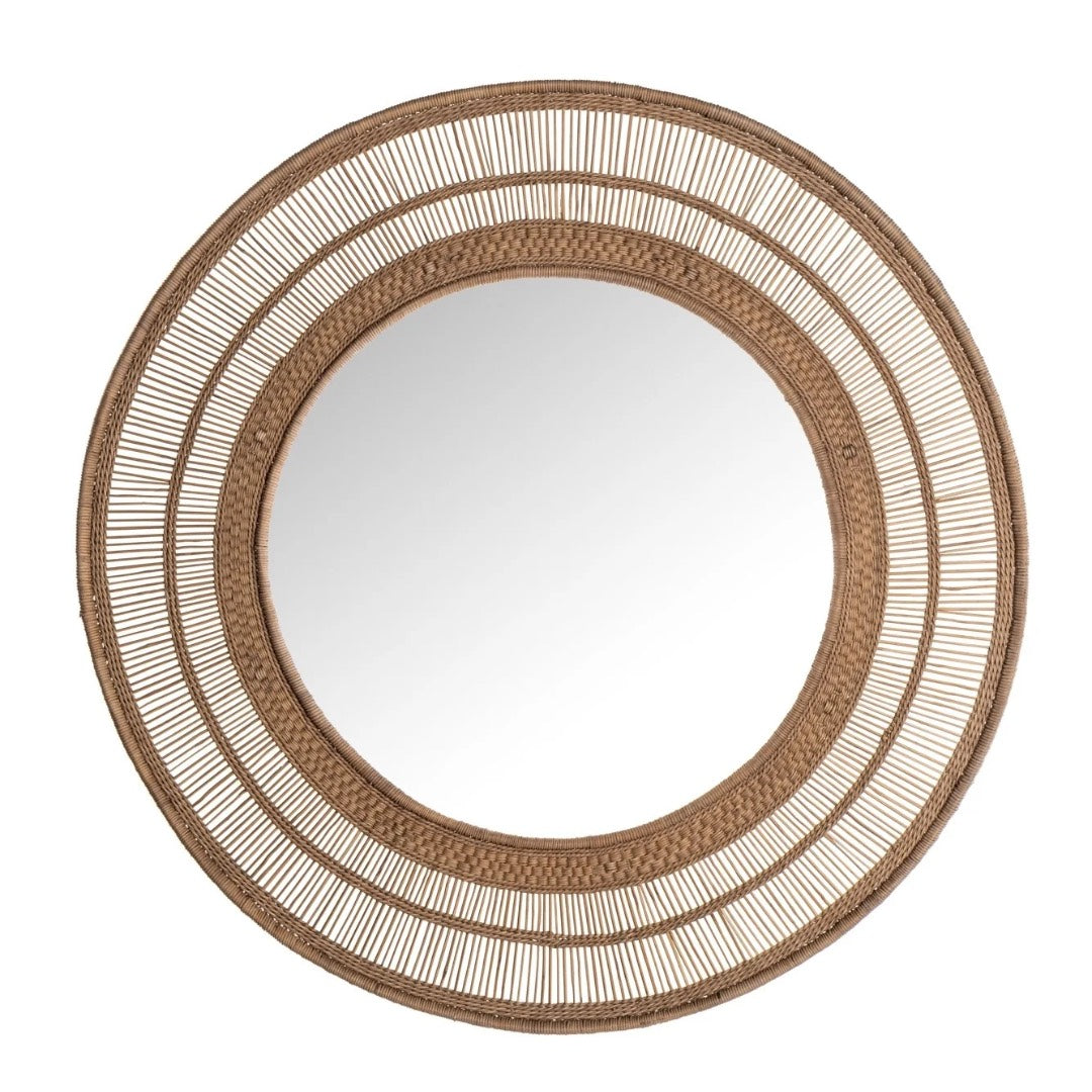 round Malawi mirror natural rattan 75cm