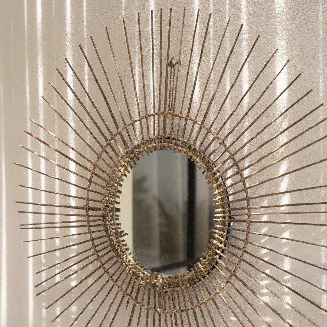 Sun Mirror Natural Rattan