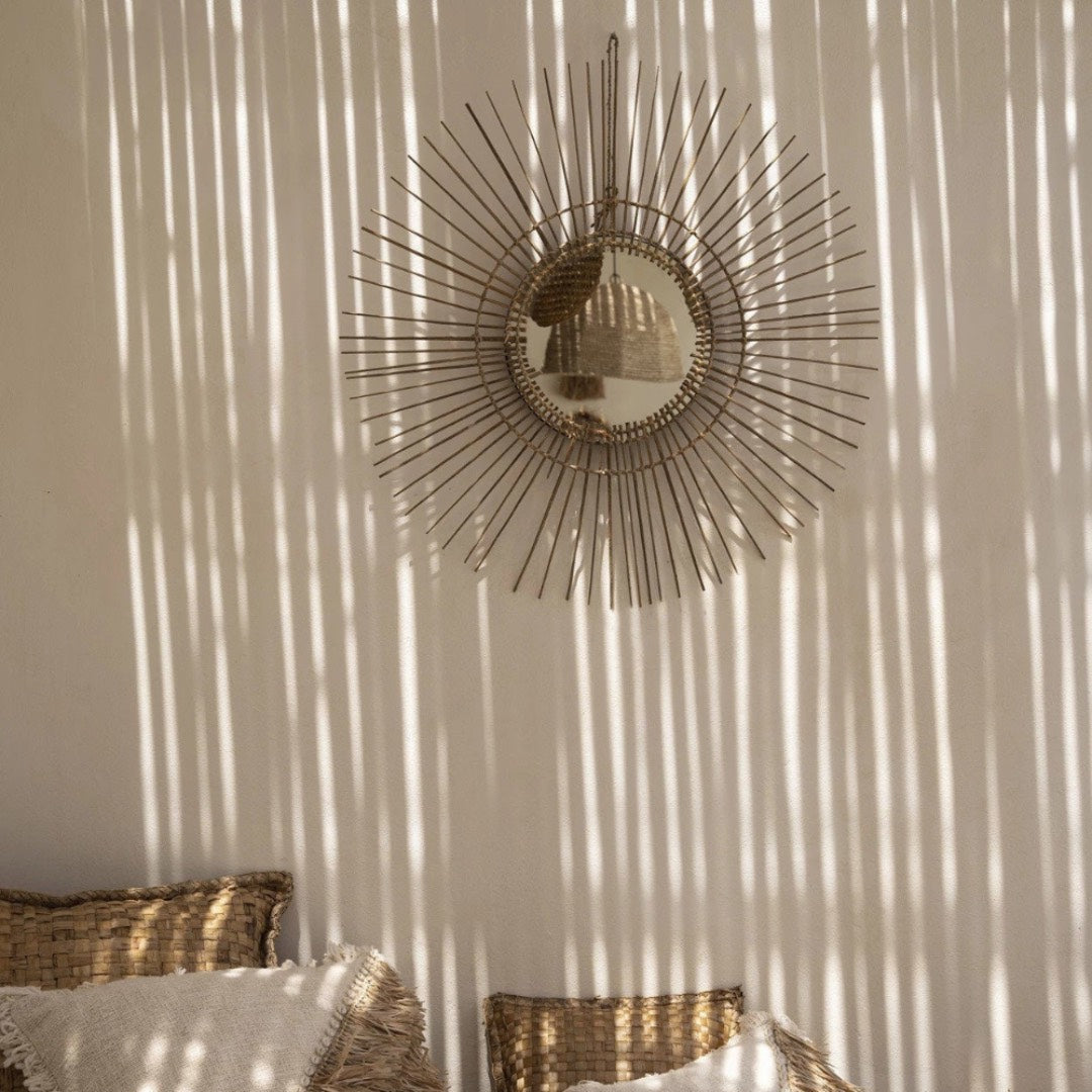 Sun Mirror Natural Rattan