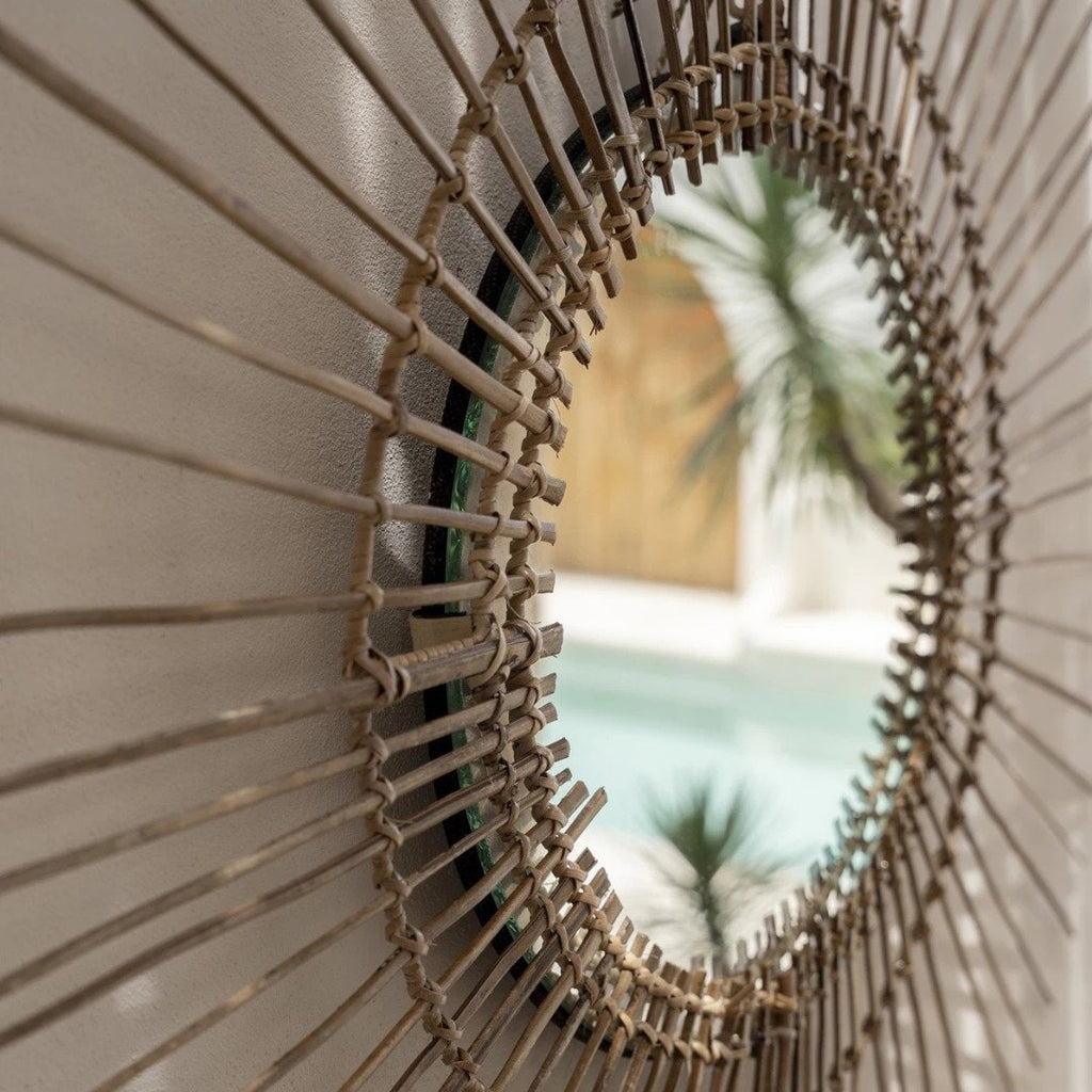 Sun Mirror Natural Rattan