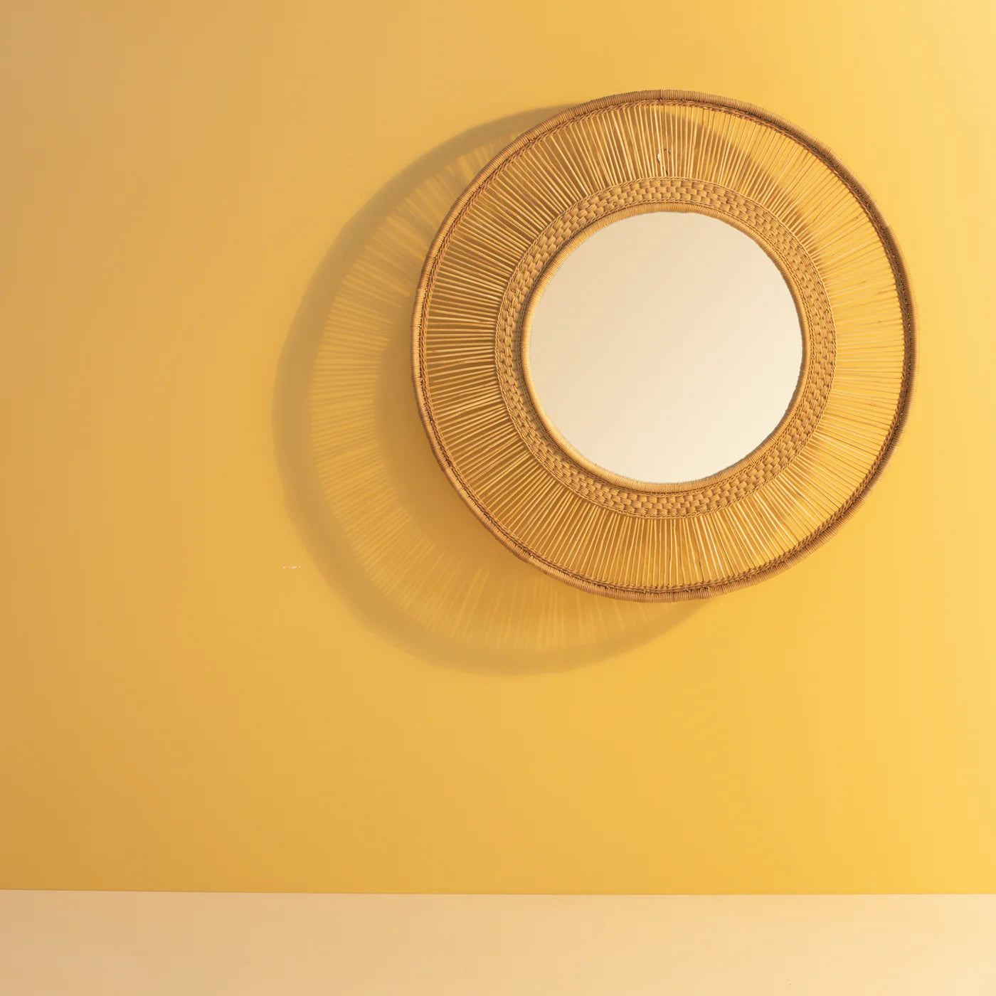 round Malawi mirror natural rattan 75cm