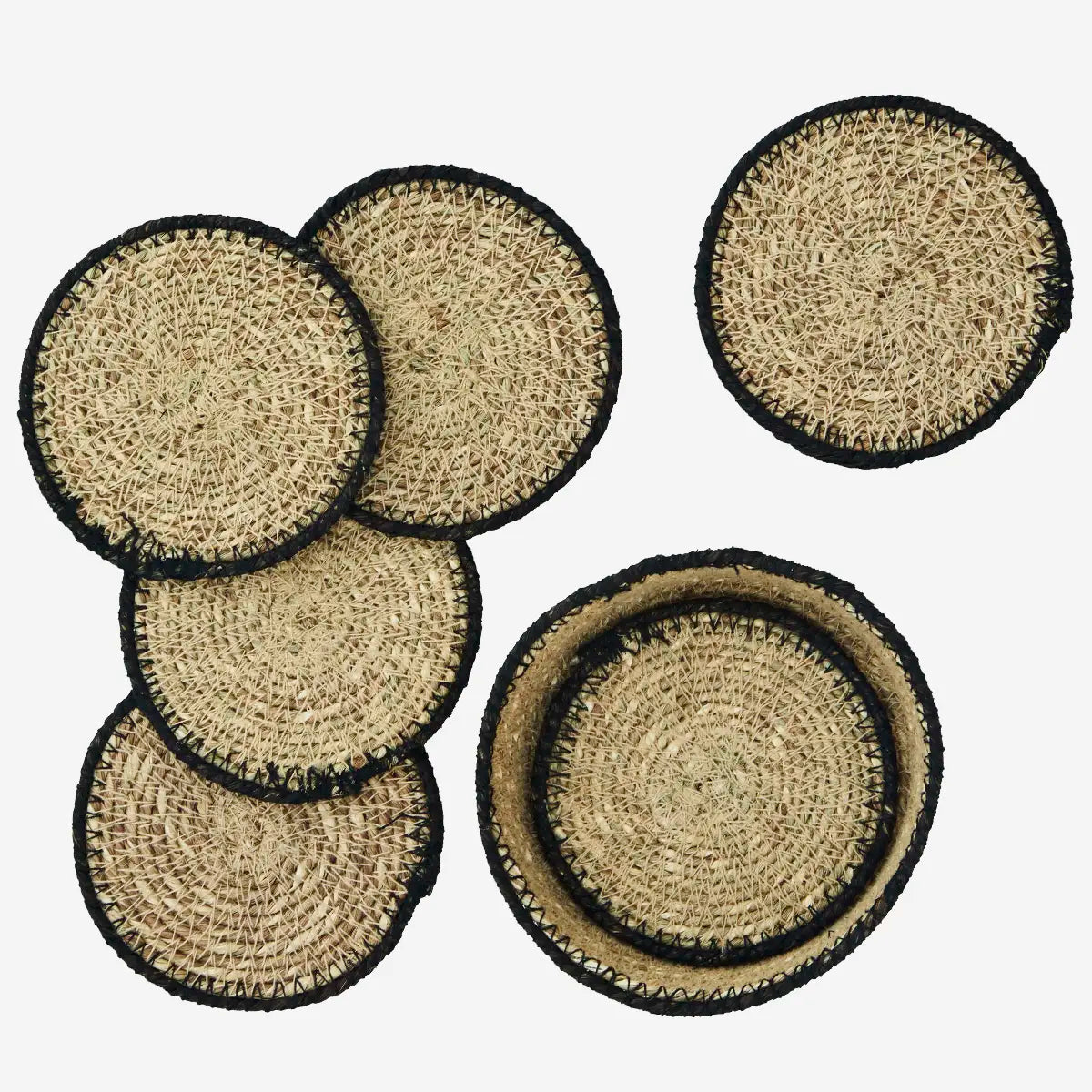 seagrass coasters with stitching multiple Madam Stoltz
