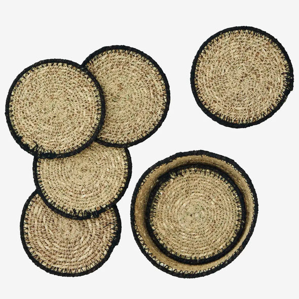 seagrass coasters with stitching multiple Madam Stoltz