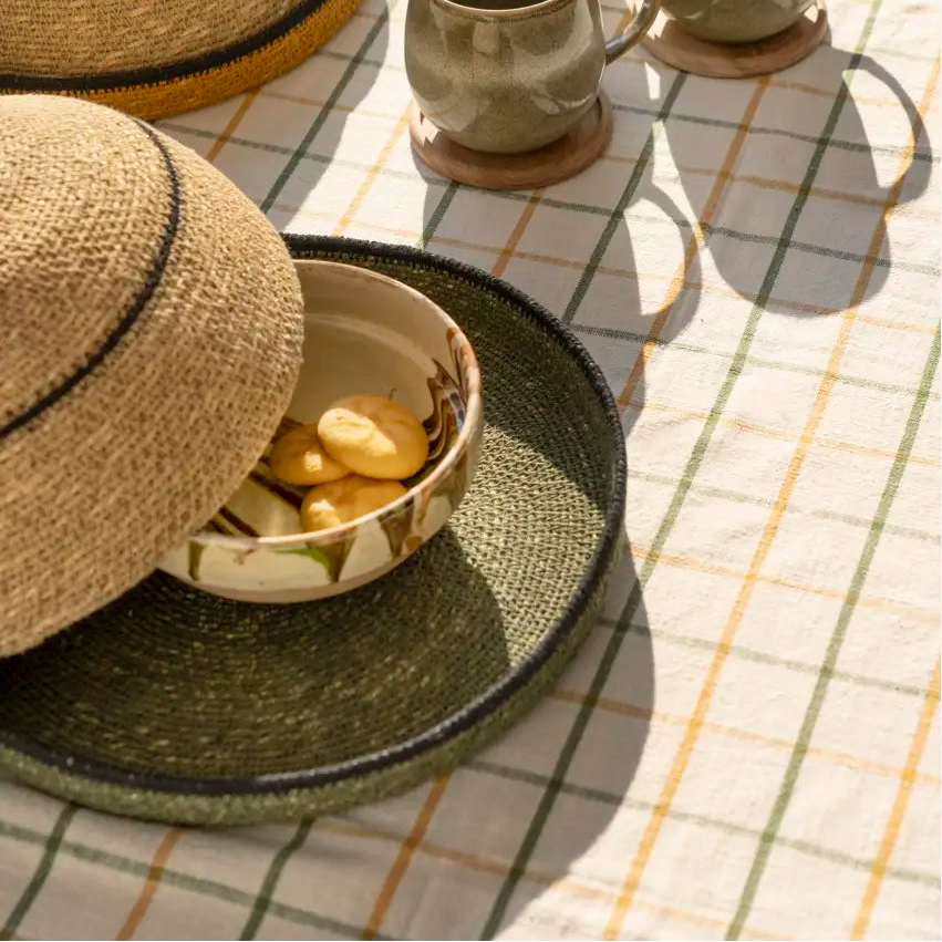 Seagrass Food Cover in Natural Yellow Madam Stoltz Styled