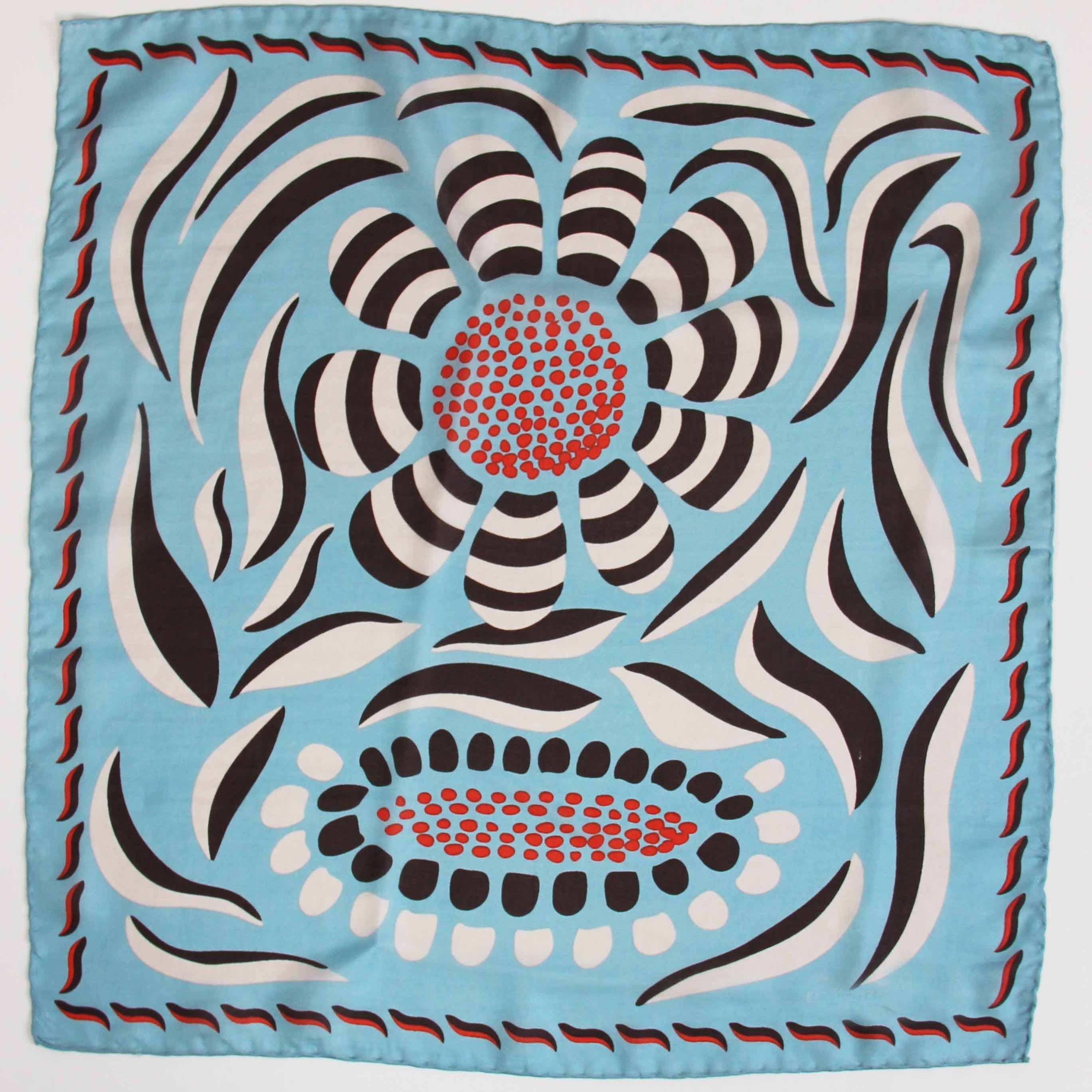 Les Belles Vagabondes Large Silk Scarf Myosotis Blue
