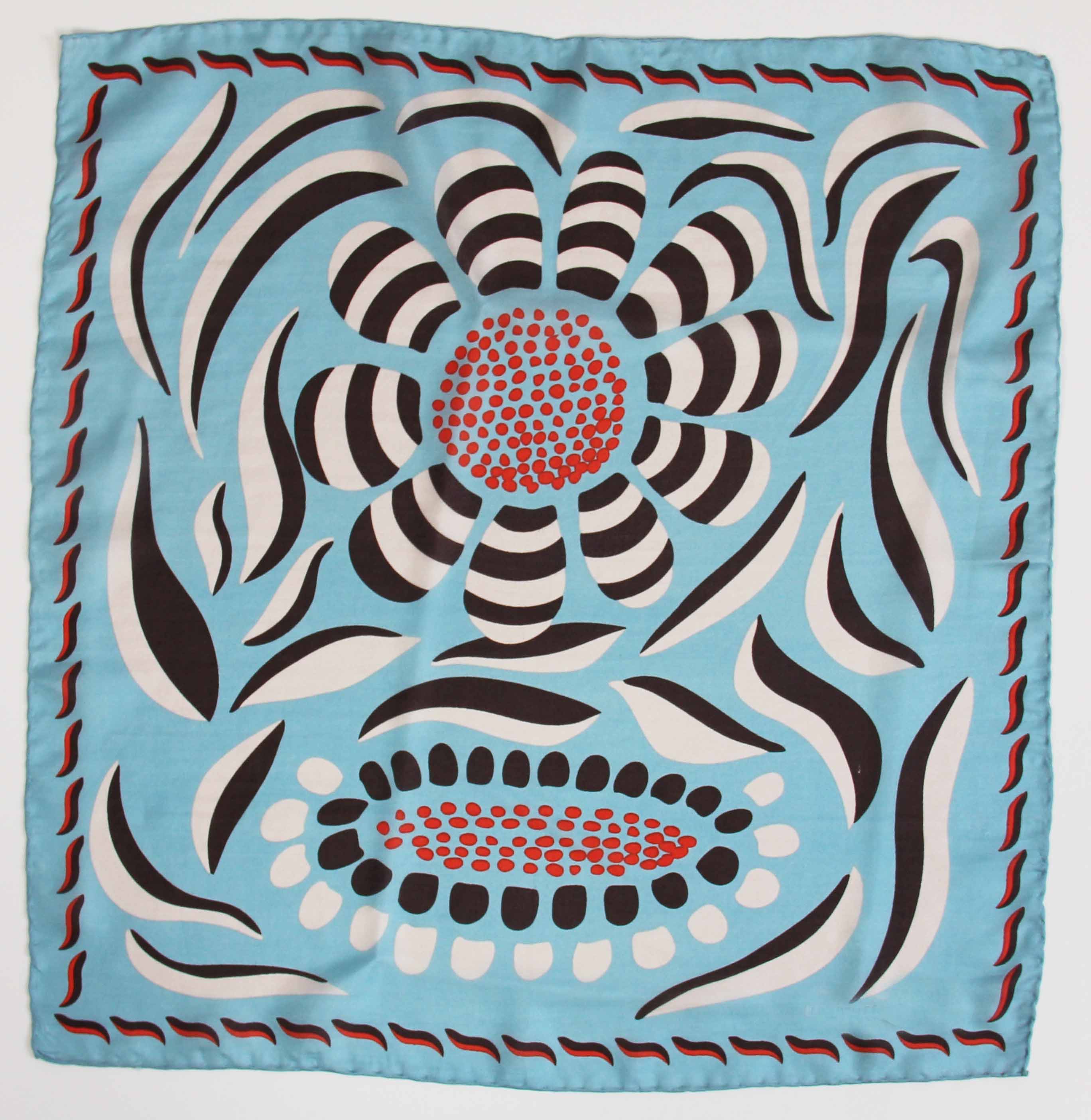 Les Belles Vagabondes Large Silk Scarf Myosotis Blue