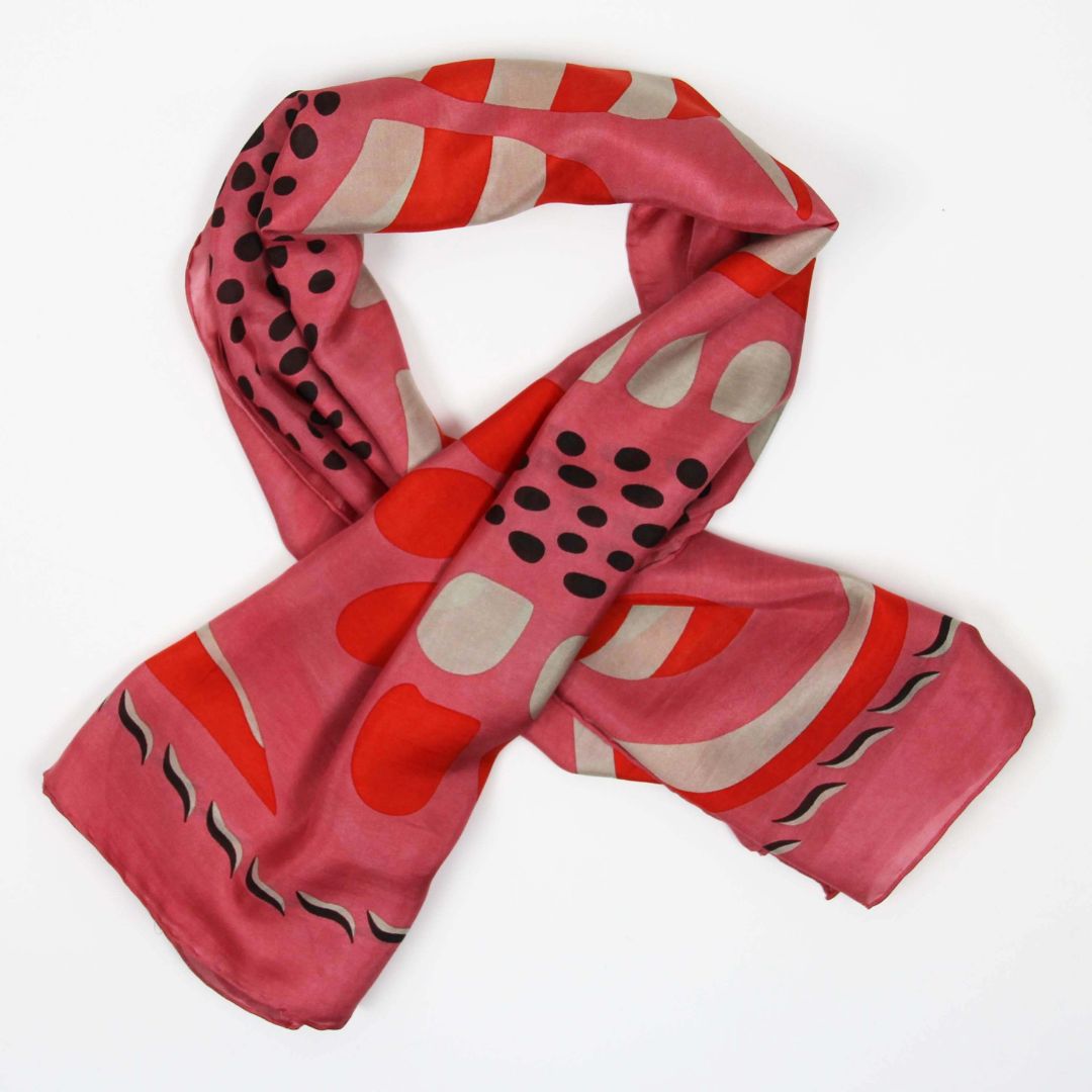 Les Belles Vagabondes Large Silk Scarf Myosotis Orange Cross