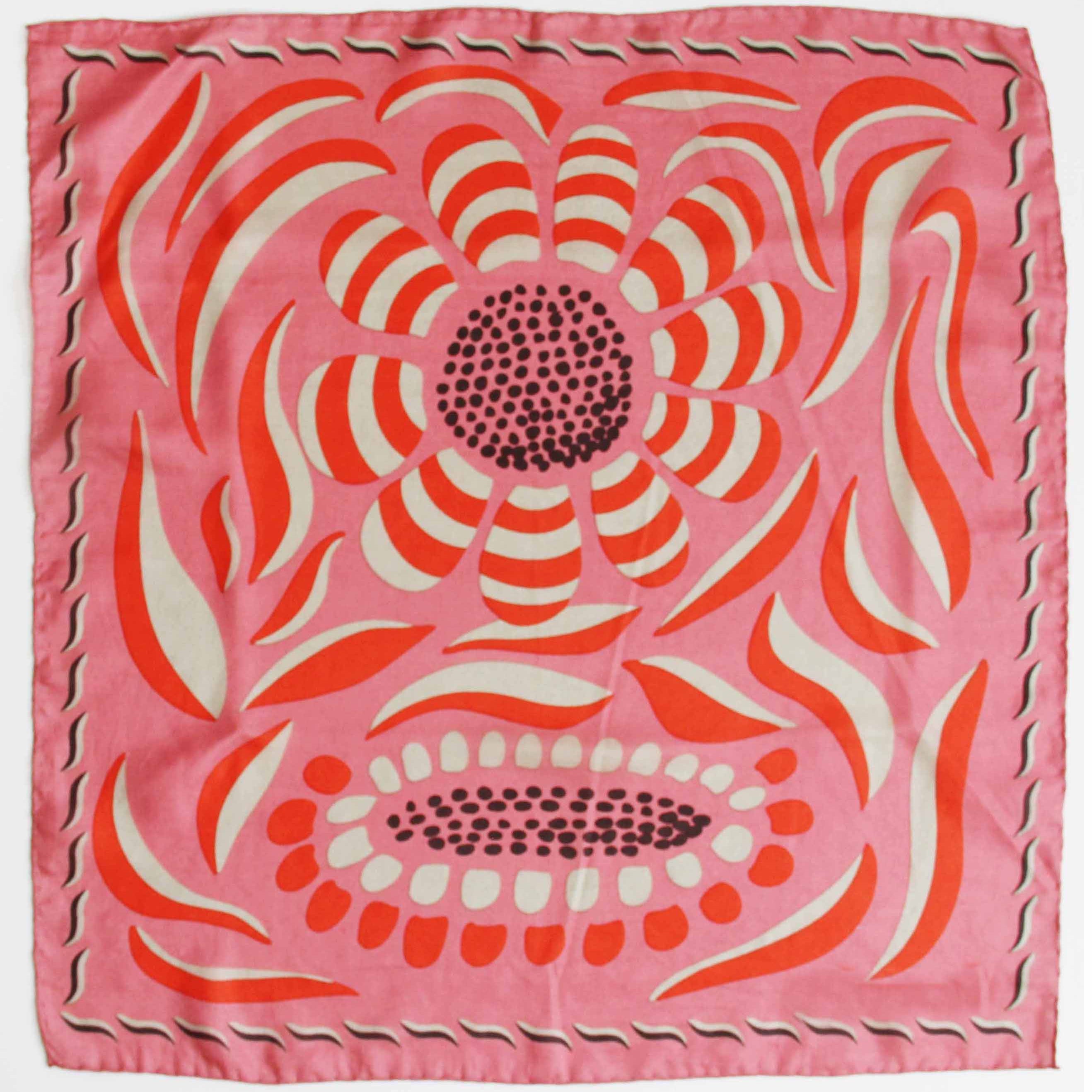 Les Belles Vagabondes Large Silk Scarf Myosotis Orange