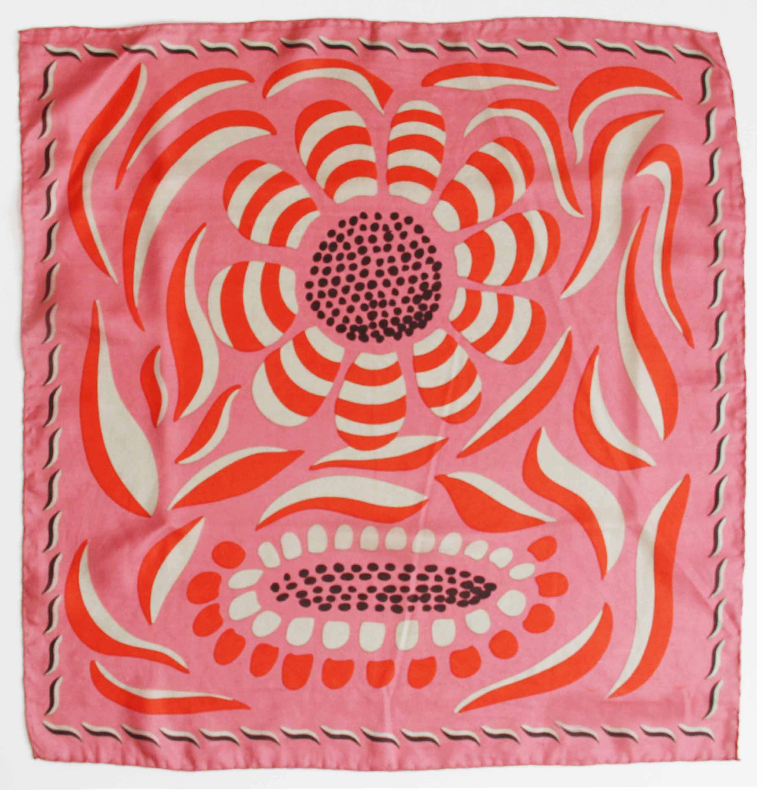 Les Belles Vagabondes Large Silk Scarf Myosotis Orange