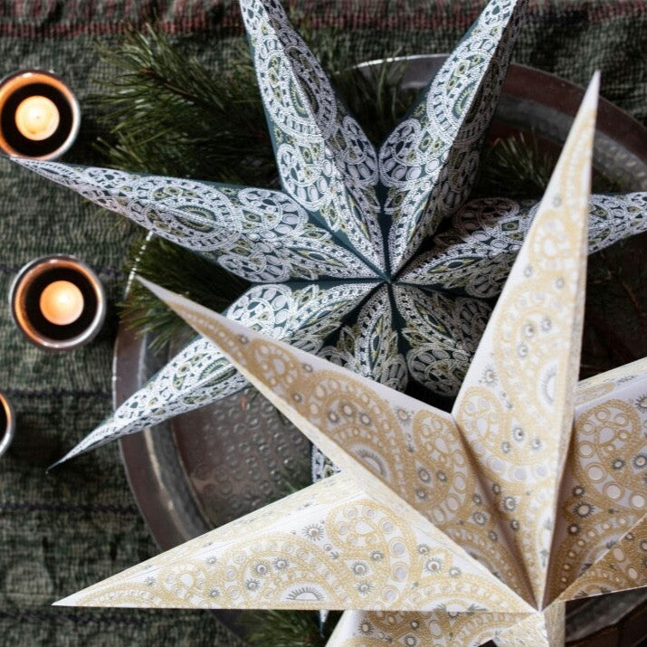 paper star lantern Kashmir Black Starlightz fairtrade