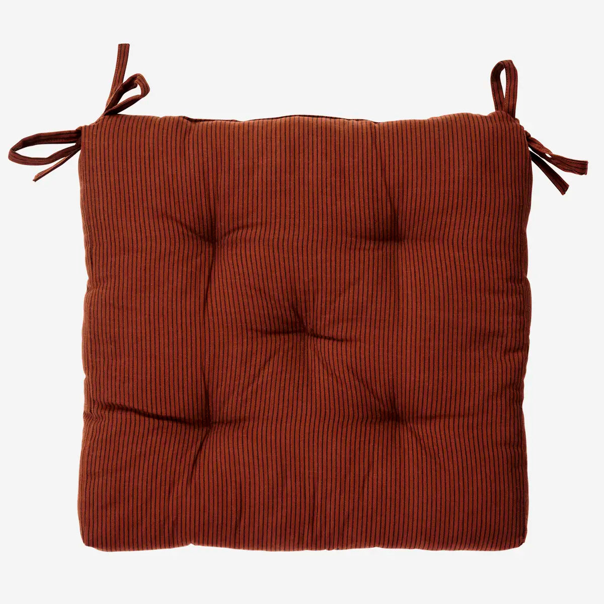 Striped Cotton Chair Pad Brick Red Madam Stoltz