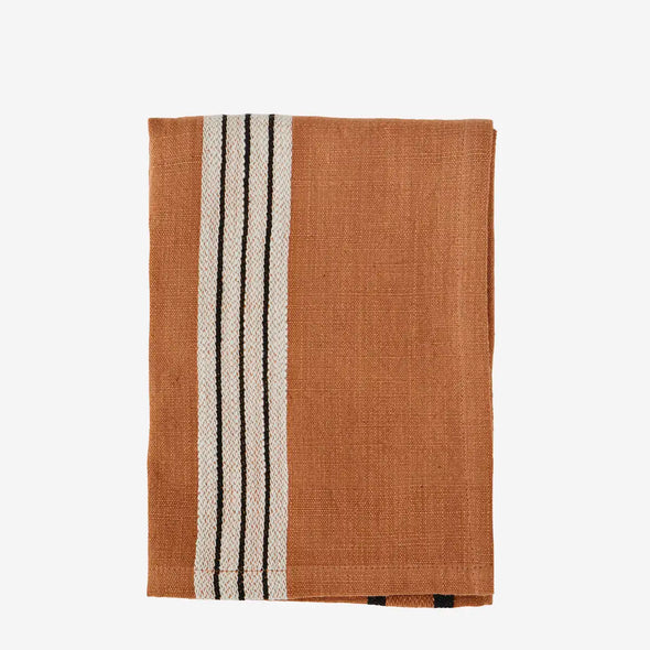 striped tea- towel Madam Stoltz burnt orange
