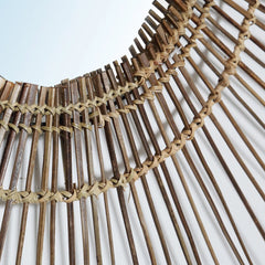 sun shaped round rattan mirror close up