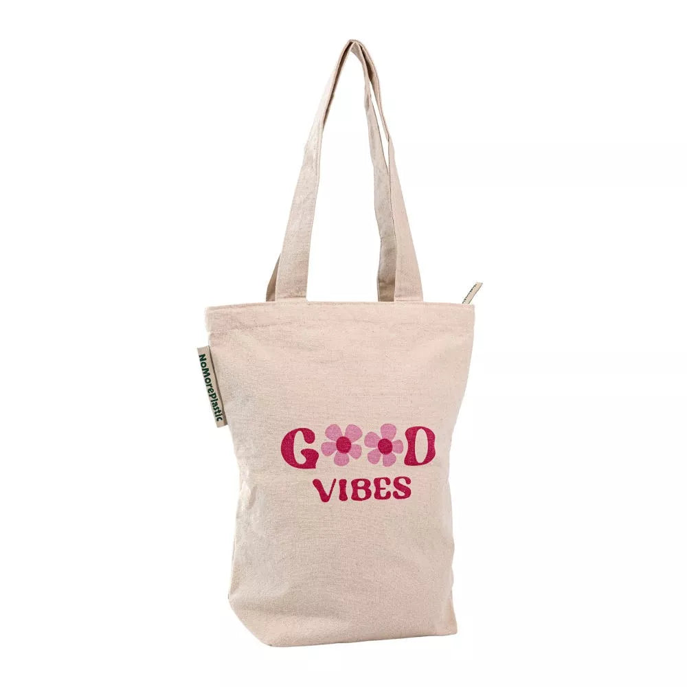 nachhaltige Tragetasche mit Reißverschluss - NoMorePlastic - Gute Stimmung