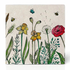 Ligarti natural stone tile coaster flower meadow