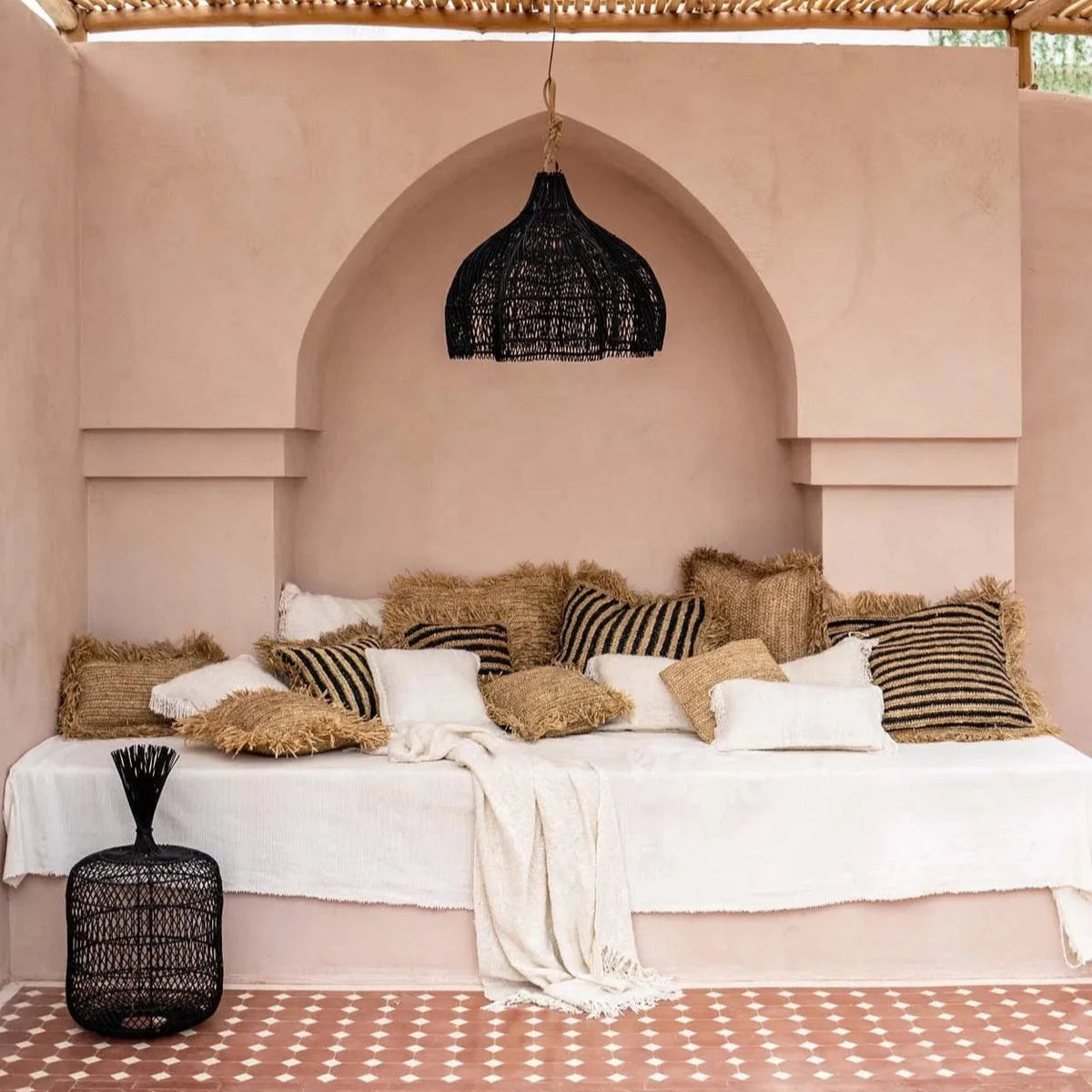 bazar Bizar black whipped rattan lamp seating area