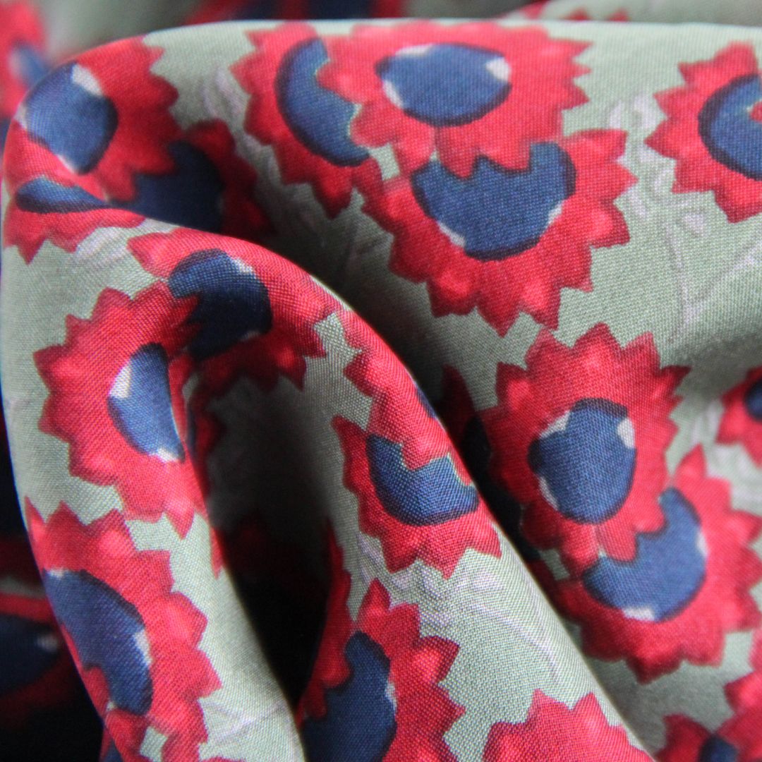 Les Belles Vagabondes Silk Scarf Tournesol Kaki Close Up