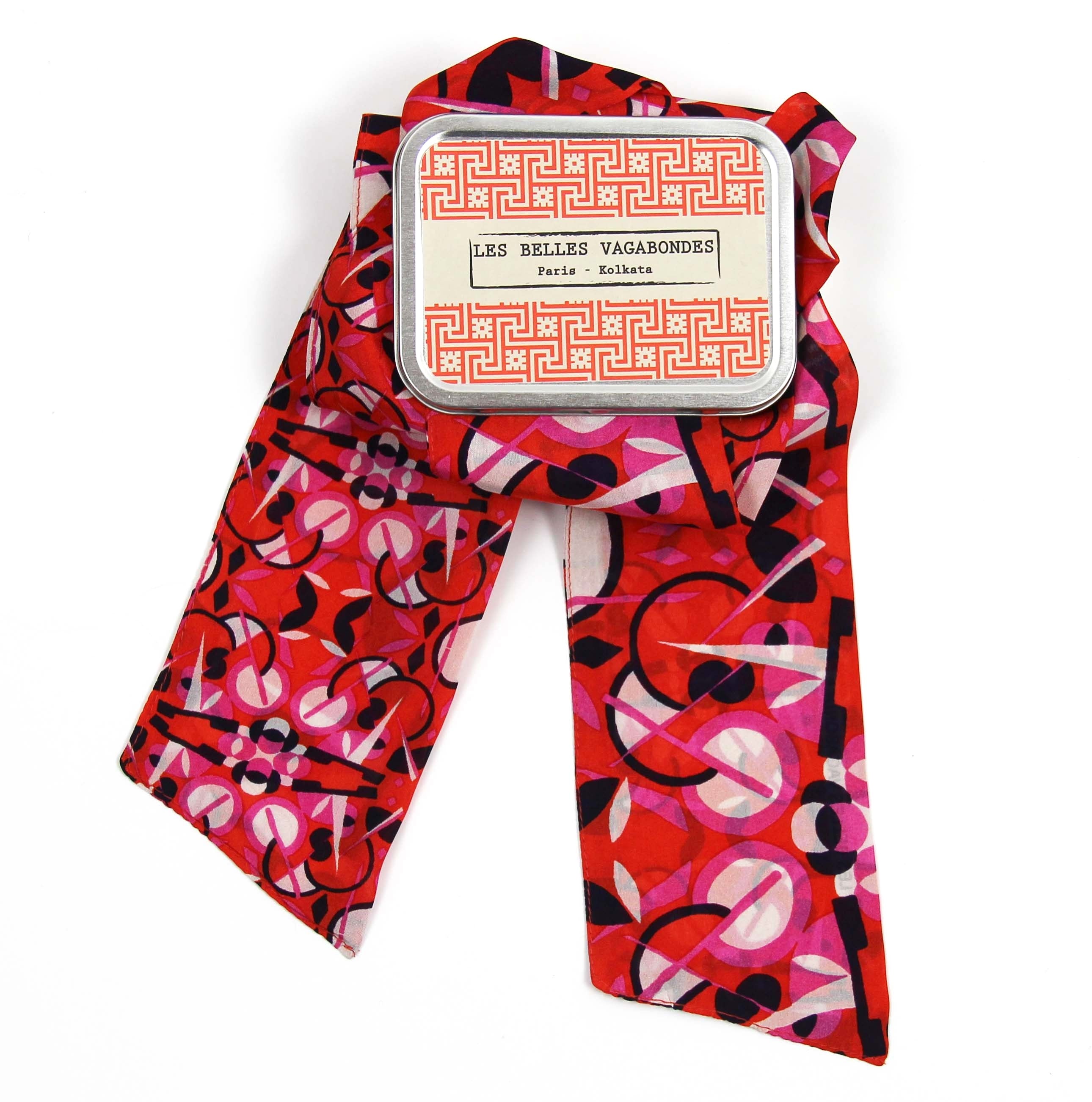 Les Belles Vagabondes Silk Twilly Big Ben Fuchsia Metal Gift Box